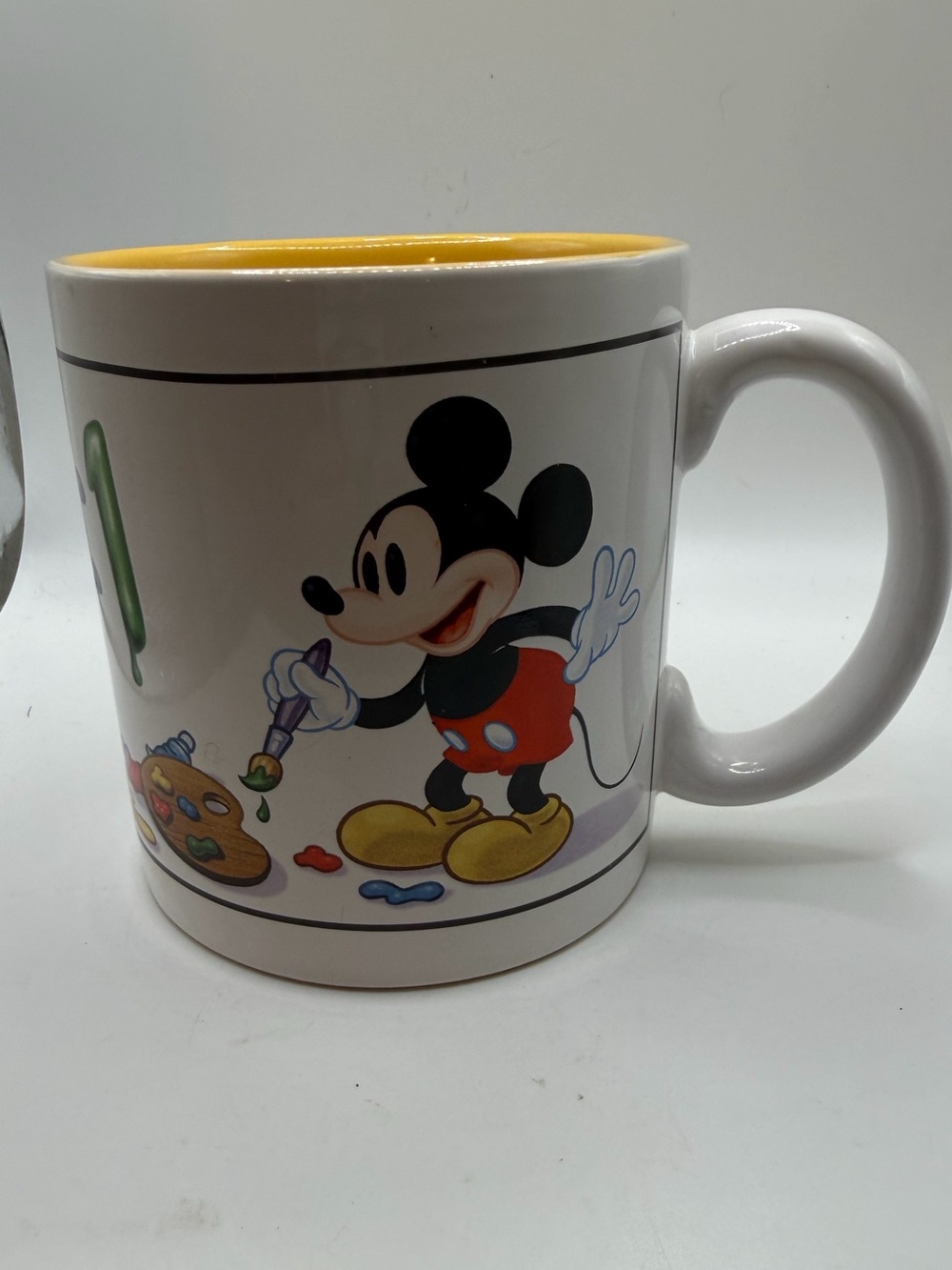Disney Mickey Mouse Painter Ceramic Mug - White & Yellow
